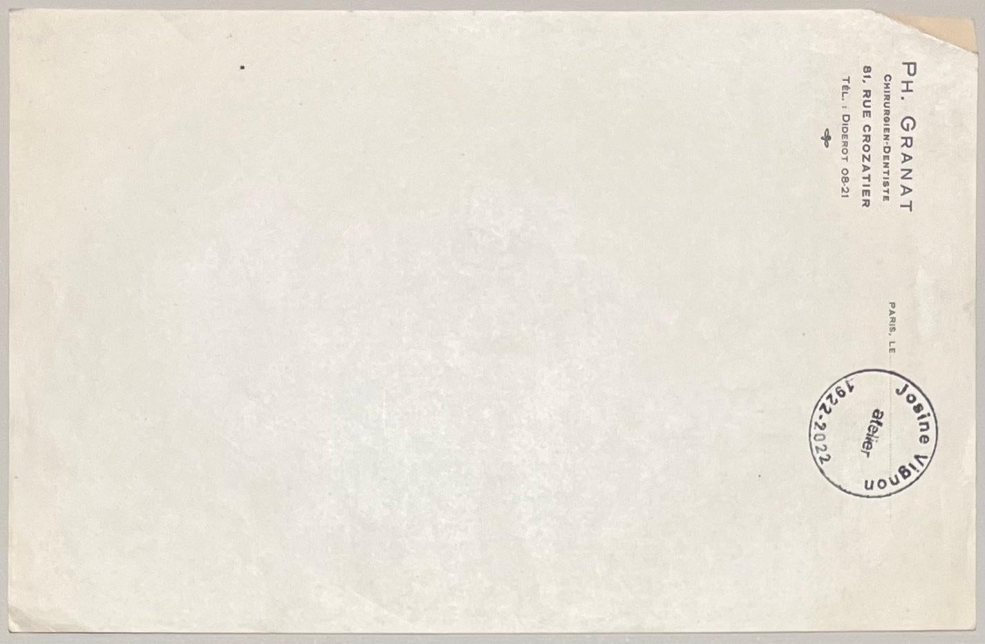 Mid Century French Elegant Pencil Drawing of Three Figures in Conversation For Sale 1