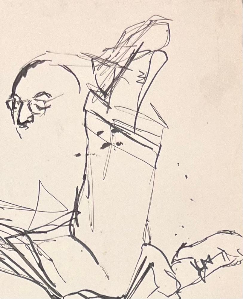 Title: Mid Century French Abstract Sketch of a Seated Figure with Glasses 

Artist: Josine Vignon (French 1922-2022)

Medium: Ink on paper

Size: 8 (height) x 7.5 (width)

Stamped: Verso

Condition: Good

Provenance: All the paintings we have by