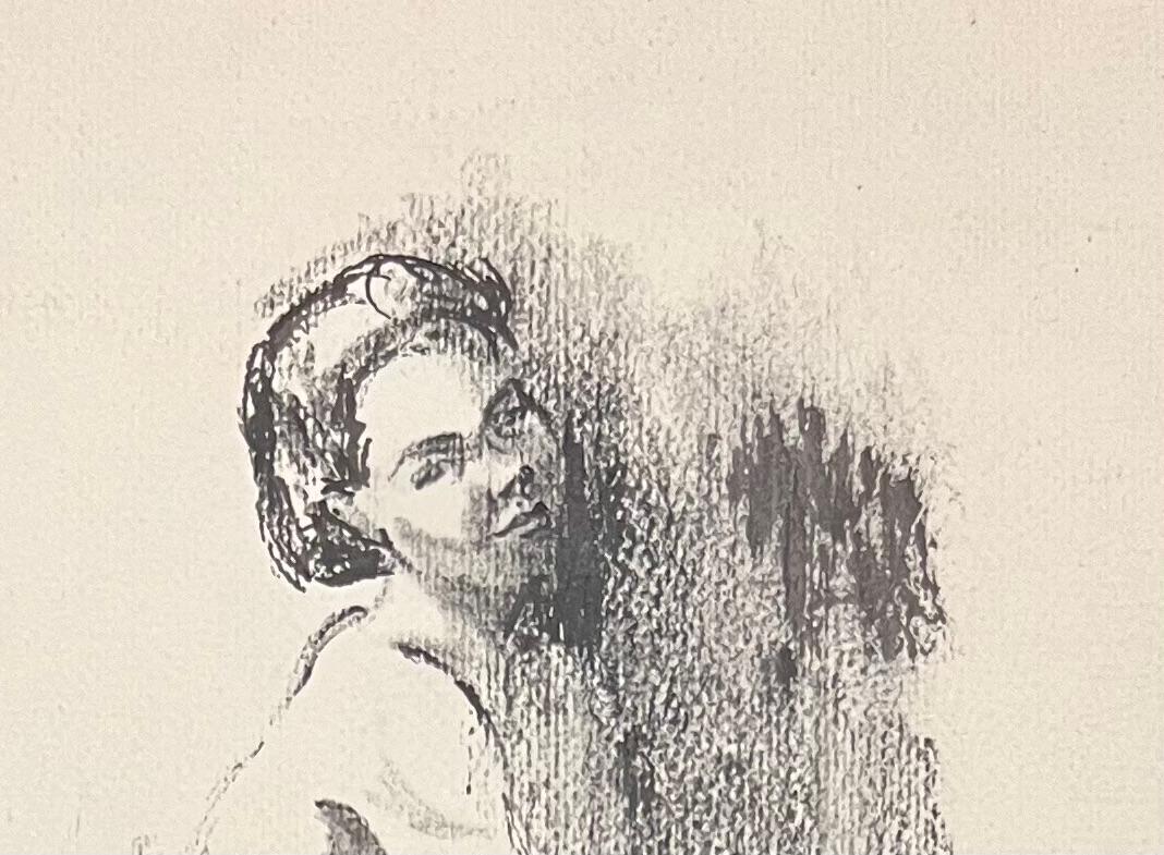 Title: Mid Century French Illustration of a Seated Nude Woman Drawing

Artist: Josine Vignon (French 1922-2022)

Medium: Ink and Paper on paper

Size: 7.75 (height) x 7 (width)

Stamped: Verso

Condition: Good

Provenance: All the paintings we have