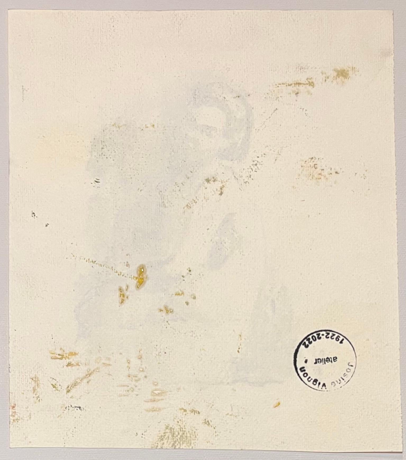 Mid Century French Illustration of a Seated Nude Woman Drawing For Sale 2
