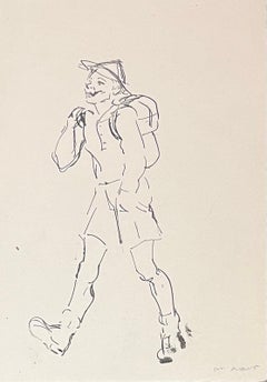 Illustration française du milieu du siècle dernier représentant un Walker Happy avec sac à dos