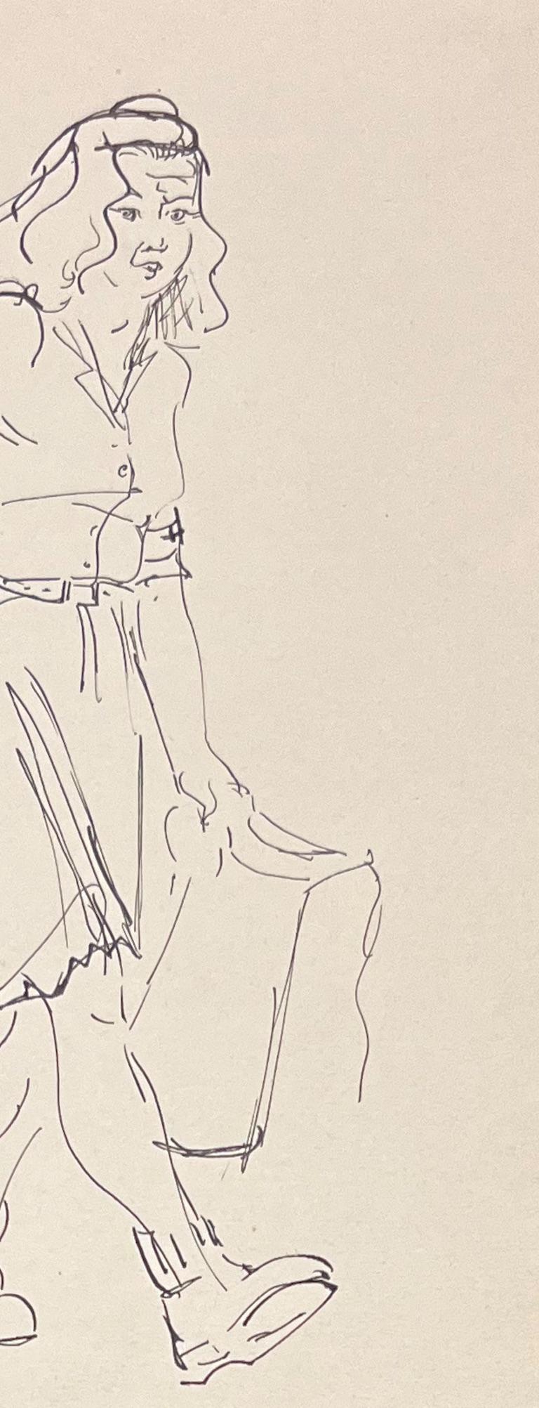 Title: Mid Century French Ink Illustration of a Woman Carrying a Jug and Bags

Artist: Josine Vignon (French 1922-2022)

Medium: Ink and Paper

Size: 7.5 (height) x 5.25 (width)

Stamped: Verso

Condition: Good

Provenance: All the paintings we have