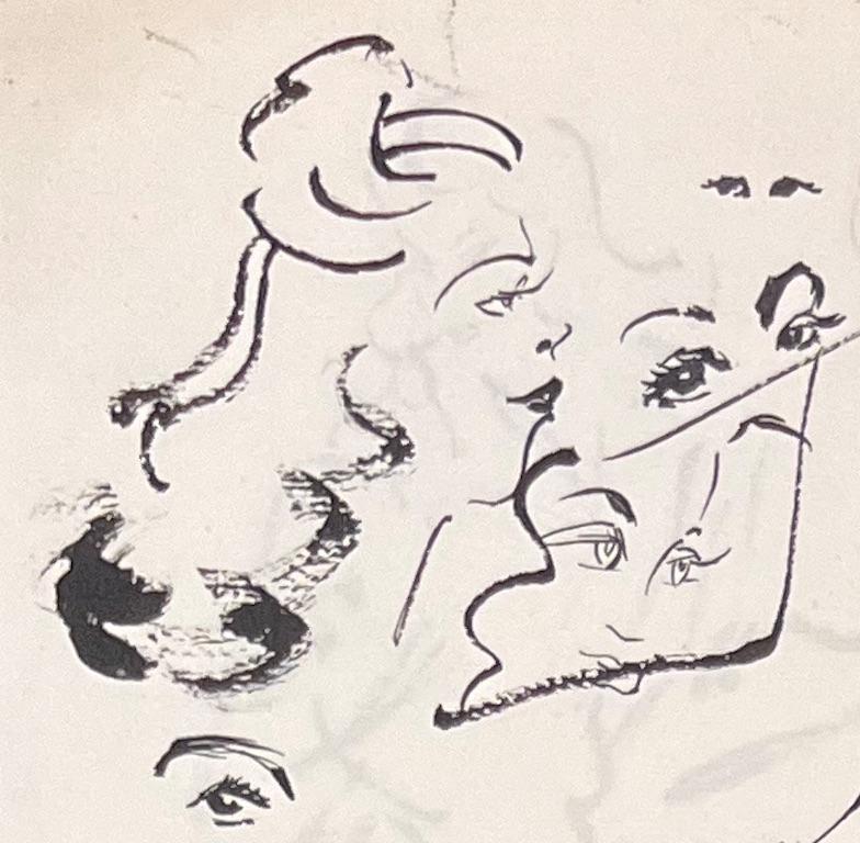 Schizzi a inchiostro francese della metà del secolo scorso di donne in varie pose in vendita 1