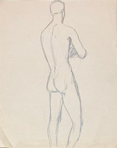 Étude au crayon d'un nu masculin du milieu du siècle dernier