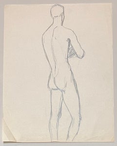 Mid Century French Pencil Study of a Male Nude