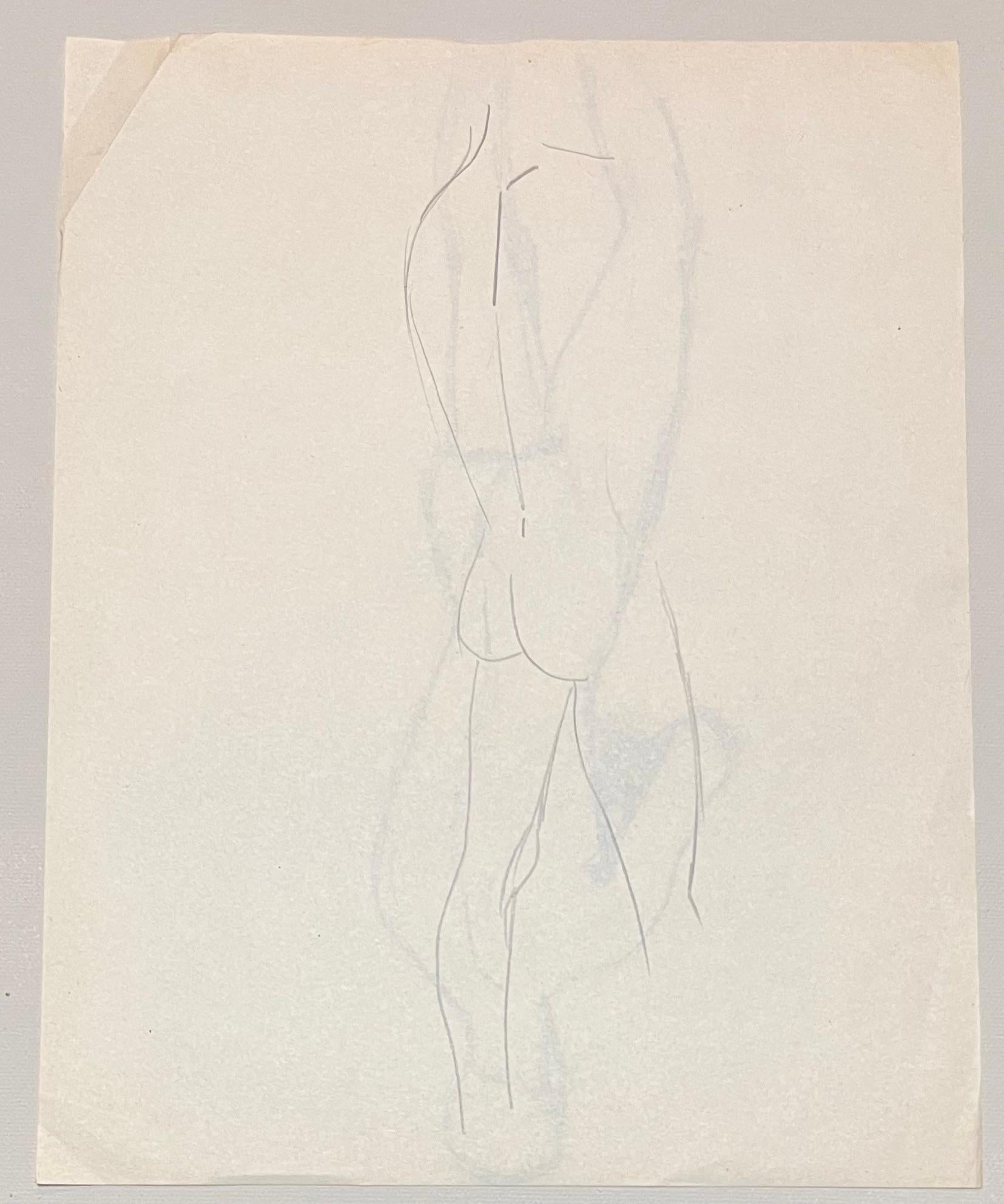 Mid Century French Pencil Study of a Male Nude For Sale 2