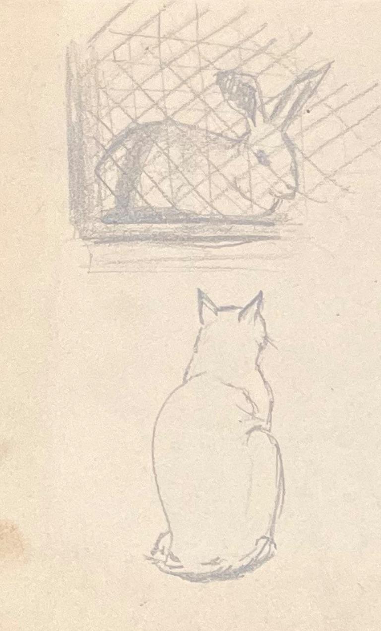 Estudio francés a lápiz de varios animales de mediados de siglo - Art Posimpresionista de Josine Vignon