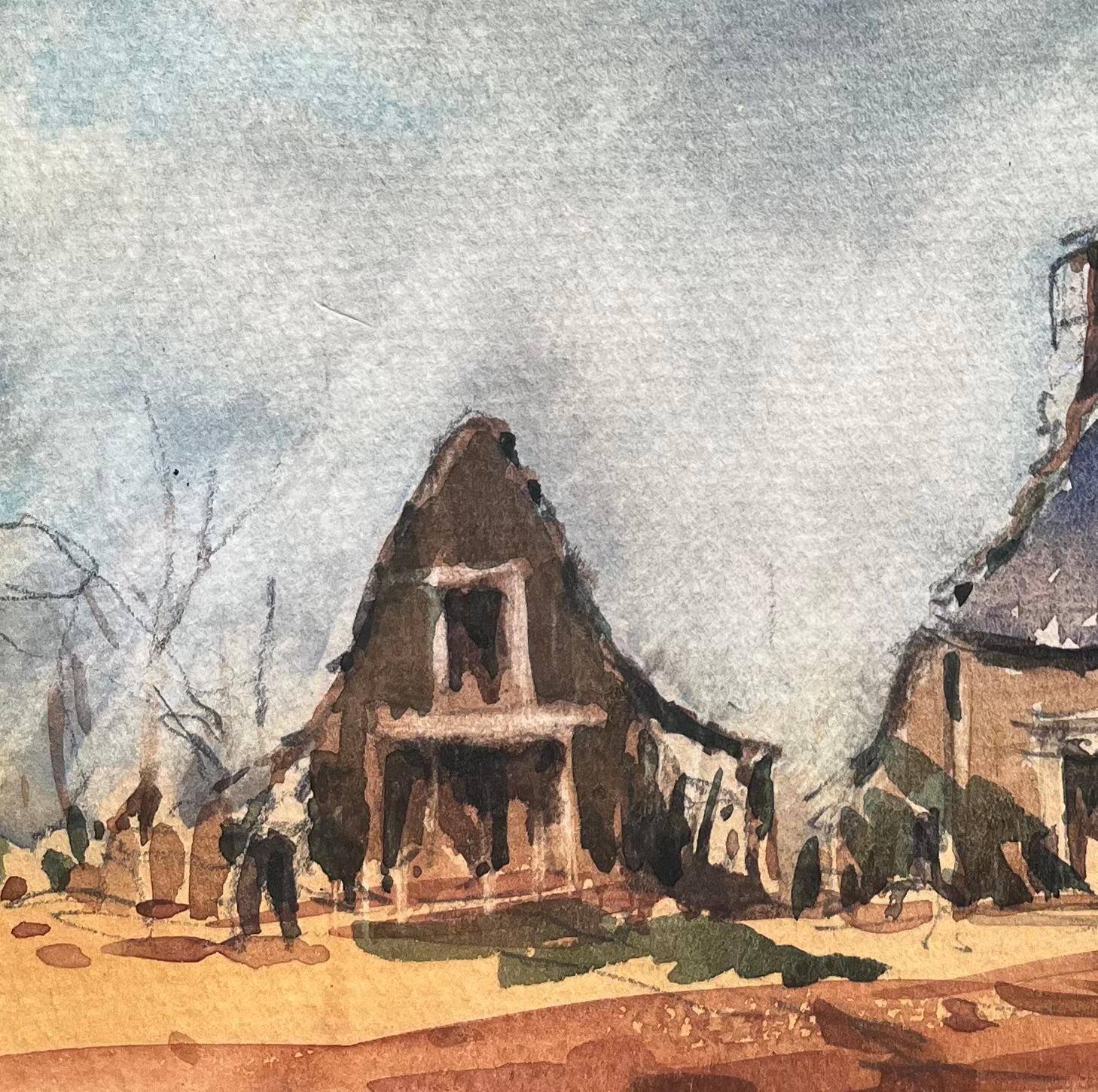 Titre : Aquarelle impressionniste française d'une ferme rustique éclairée par le soleil
Par Maurice Mazeilie (français 1924-2021)
Moyen d'expression : Aquarelle sur papier, non encadrée
Taille : 5.5 x 7.75 pouces (hauteur x largeur)
Estampillé :