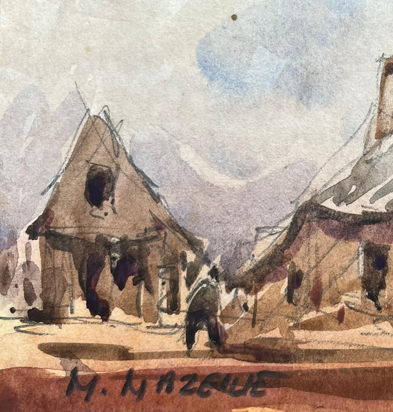 Titolo: Acquerello impressionista francese di una fattoria rustica all'alba
Di Maurice Mazeilie (francese 1924-2021)
Medium: Acquerello su carta, senza cornice
Dimensioni: 4 x 6,75 pollici (altezza x larghezza)
Timbrato: Verso
Condit: Buono, con