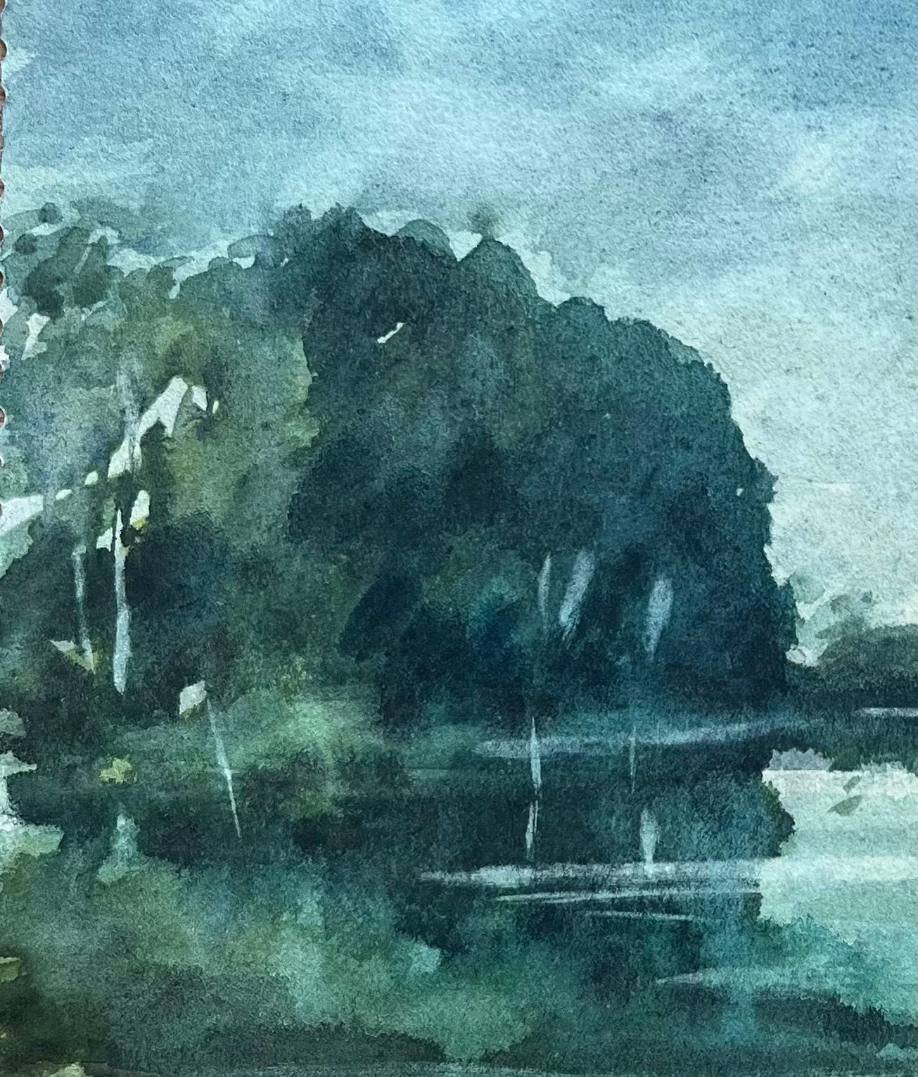 Titre : Impressionniste français Aquarelle sereine d'une rivière calme avec des reflets
Par Maurice Mazeilie (français 1924-2021)
Moyen d'expression : Aquarelle sur papier, non encadrée
Taille : 5.5 x 8.5 pouces (hauteur x largeur)
Estampillé :