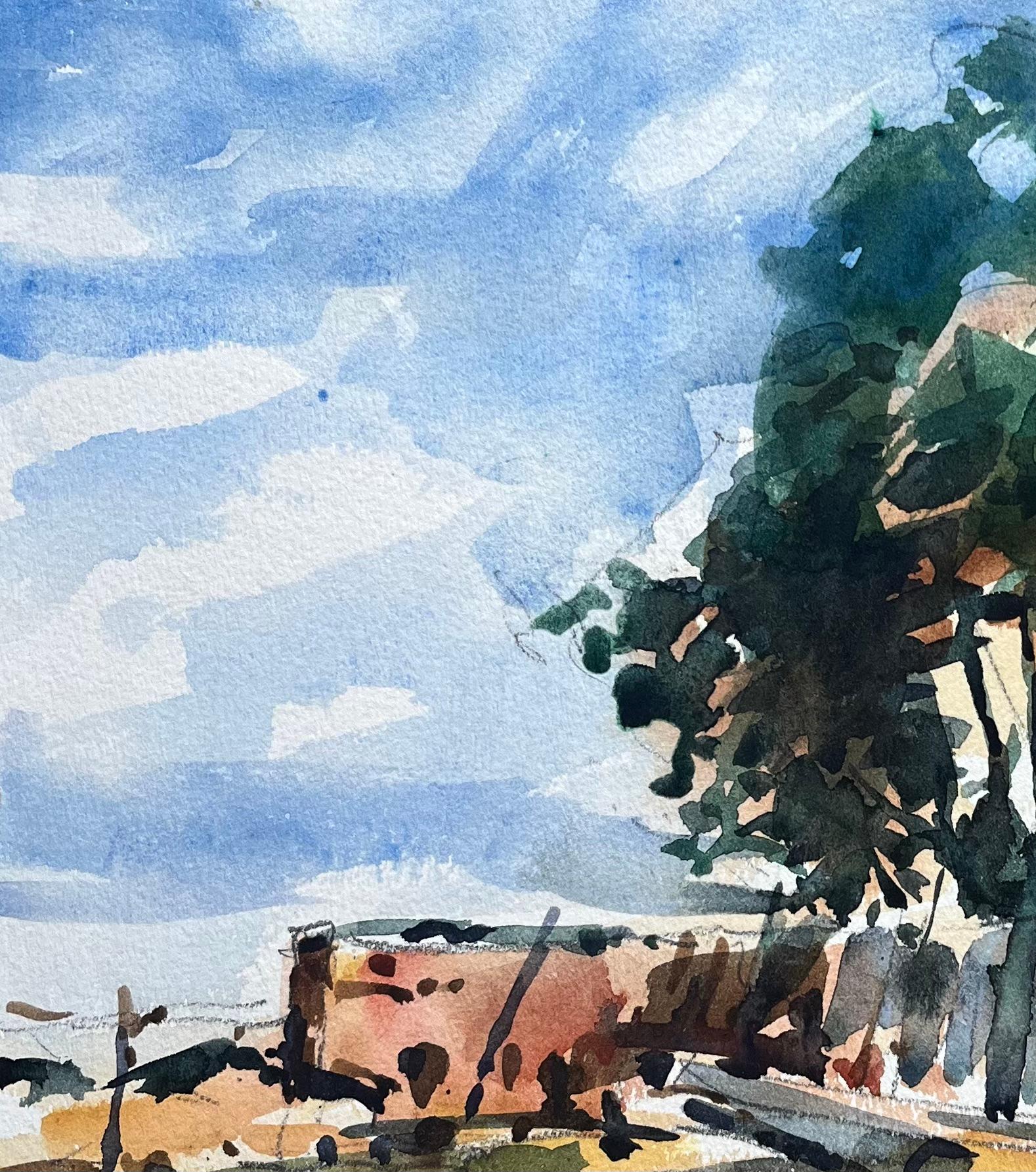Aquarelle impressionniste française d'un paysage boisé ensoleillé en vente 4