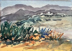 Aquarelle impressionniste française d'un paysage montagneux