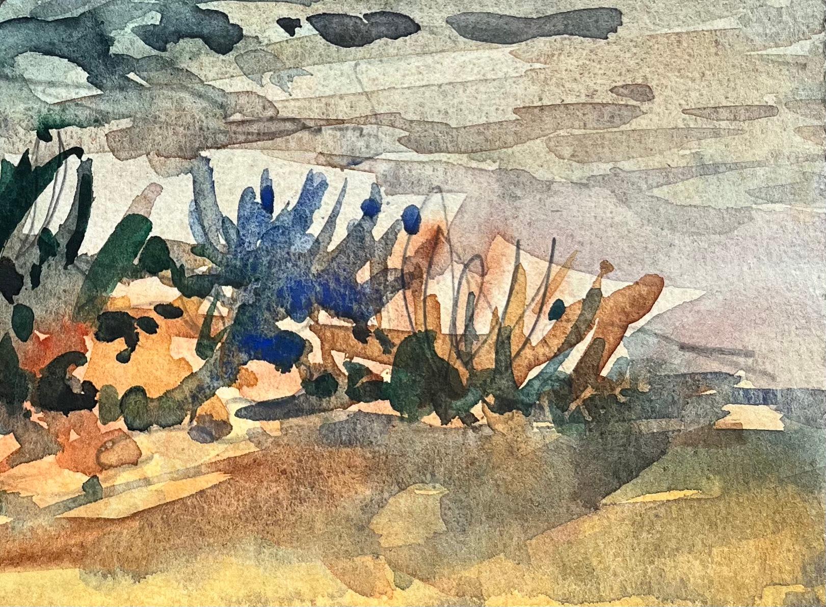 Aquarelle impressionniste française d'un paysage montagneux en vente 1