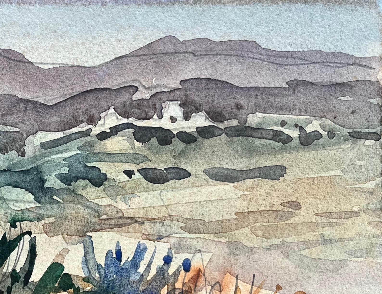 Aquarelle impressionniste française d'un paysage montagneux en vente 2