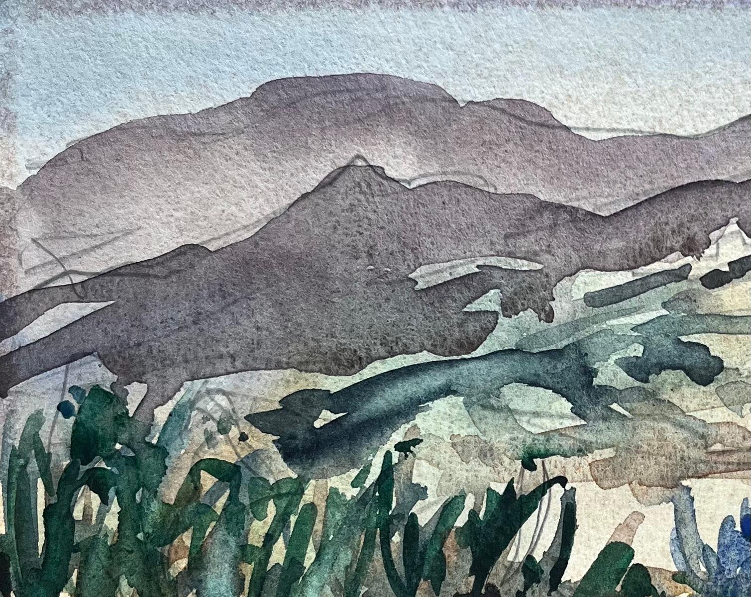 Aquarelle impressionniste française d'un paysage montagneux en vente 3