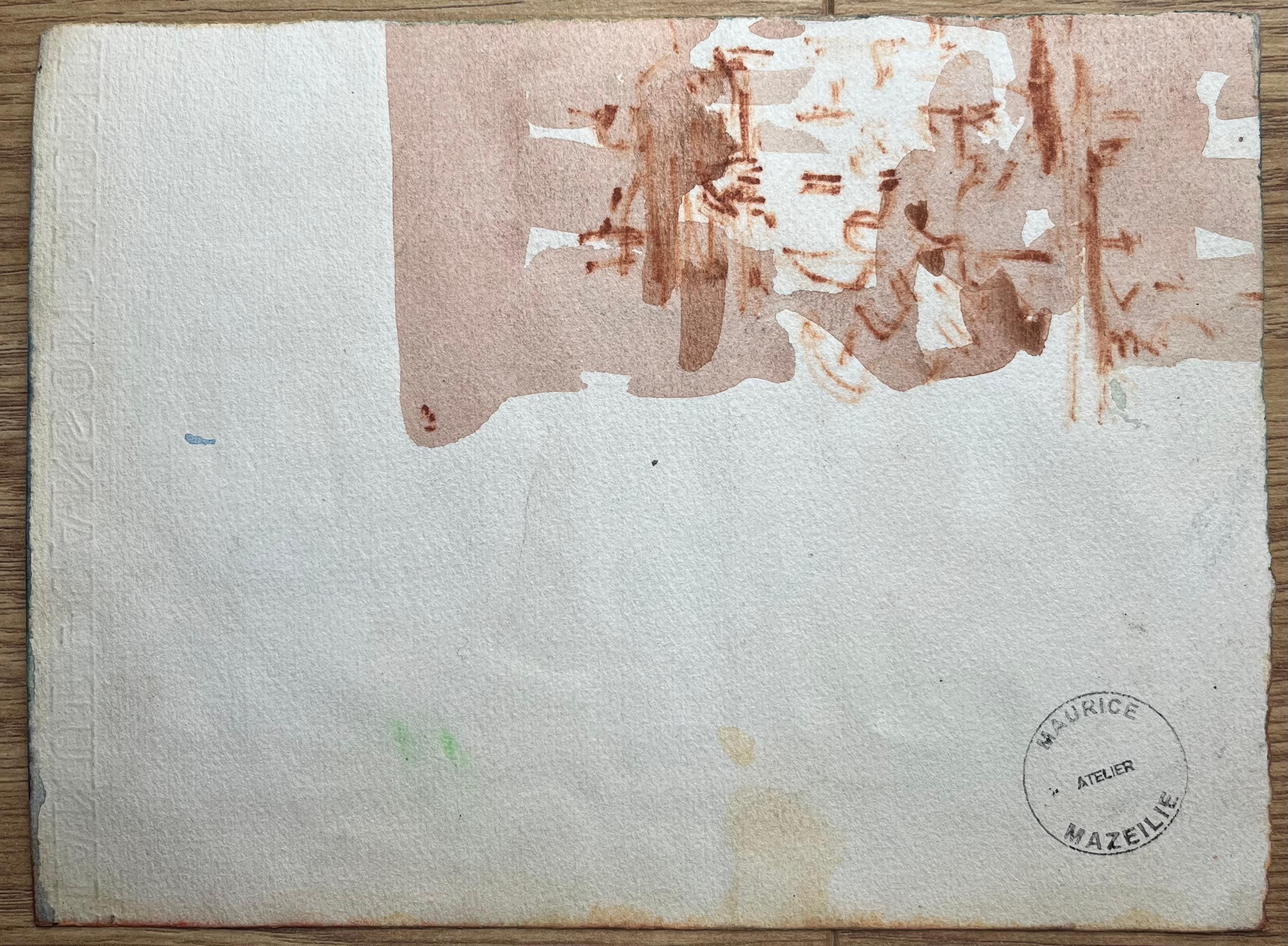 Acquerello impressionista francese di un paesaggio montuoso e di una valle in vendita 1