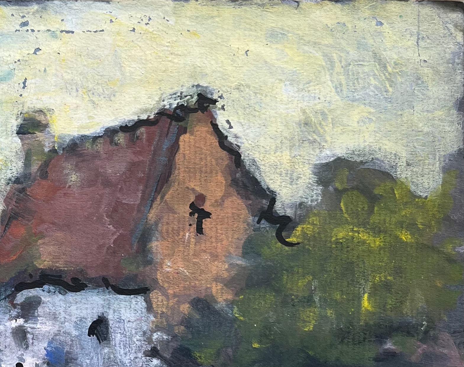 French Impressionist Painting of Rustic Village Dwellings For Sale 4