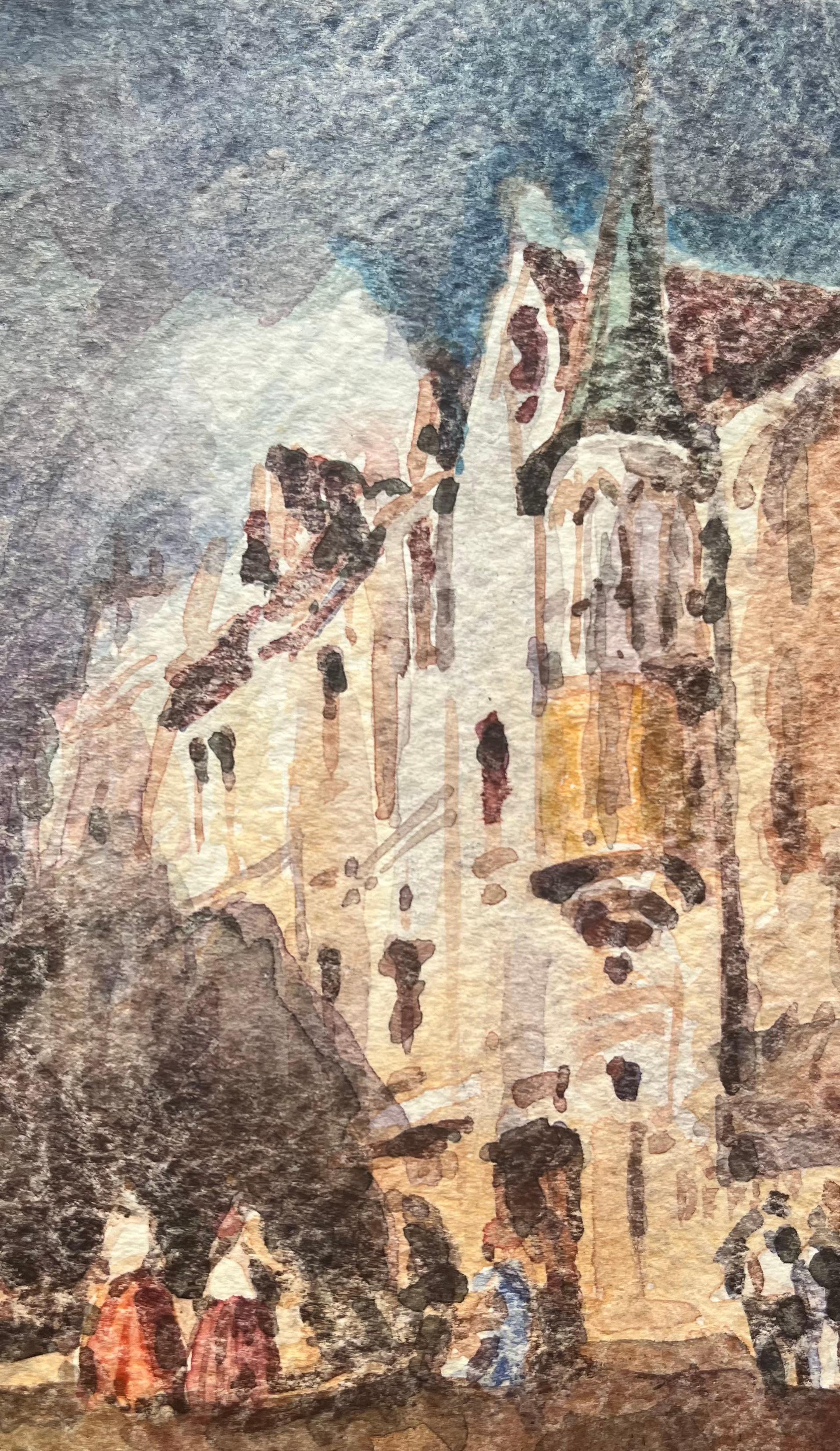 Titolo: Acquerello impressionista francese con scena di strada e figure
Di Maurice Mazeilie (francese 1924-2021)
Medium: Acquerello su carta, senza cornice
Dimensioni: 6,25 x 4,75 pollici (altezza x larghezza)
Condizioni: Buono
Provenienza: Tutti i
