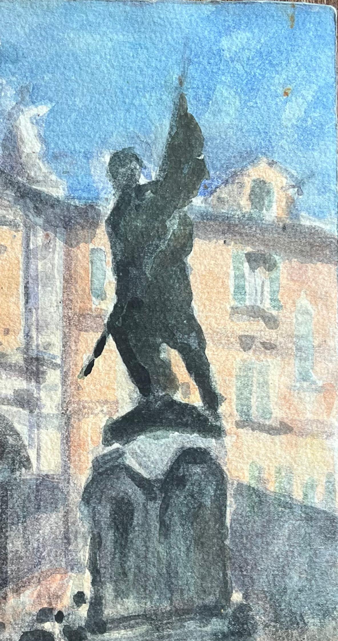 Aquarelle impressionniste française représentant un monument parisien et un bâtiment classique en vente 1