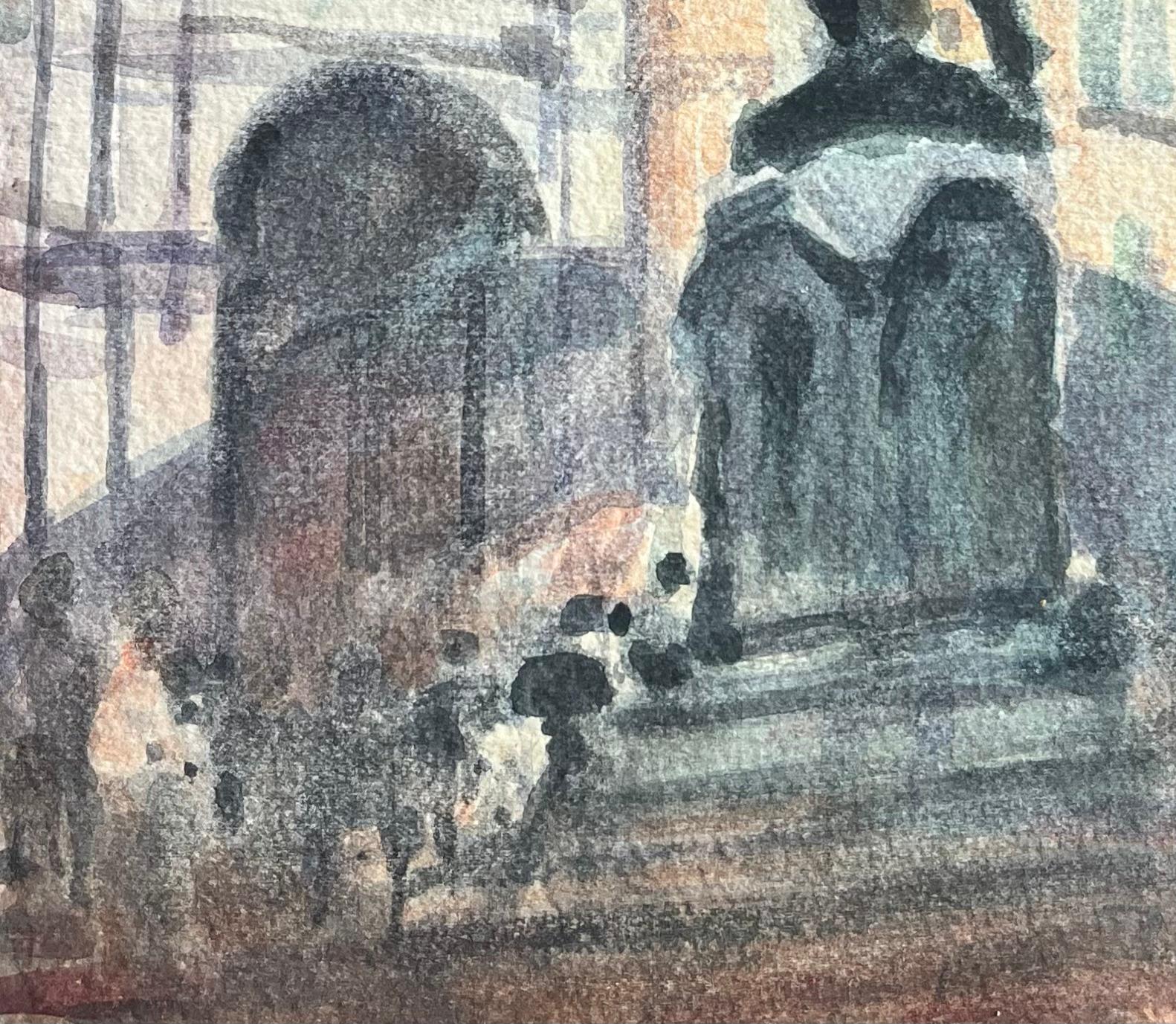 Aquarelle impressionniste française représentant un monument parisien et un bâtiment classique en vente 2