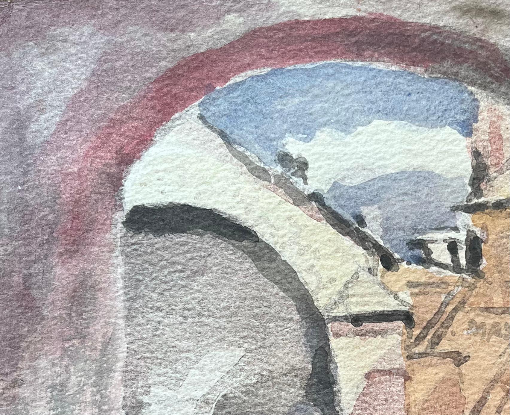 French Impressionist Watercolor of Parisian Archway View For Sale 1