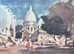 Aquarelle impressionniste française de la basilique du Sacré-Cœur