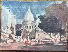 French Impressionist Watercolor of Sacré-Cœur Basilica