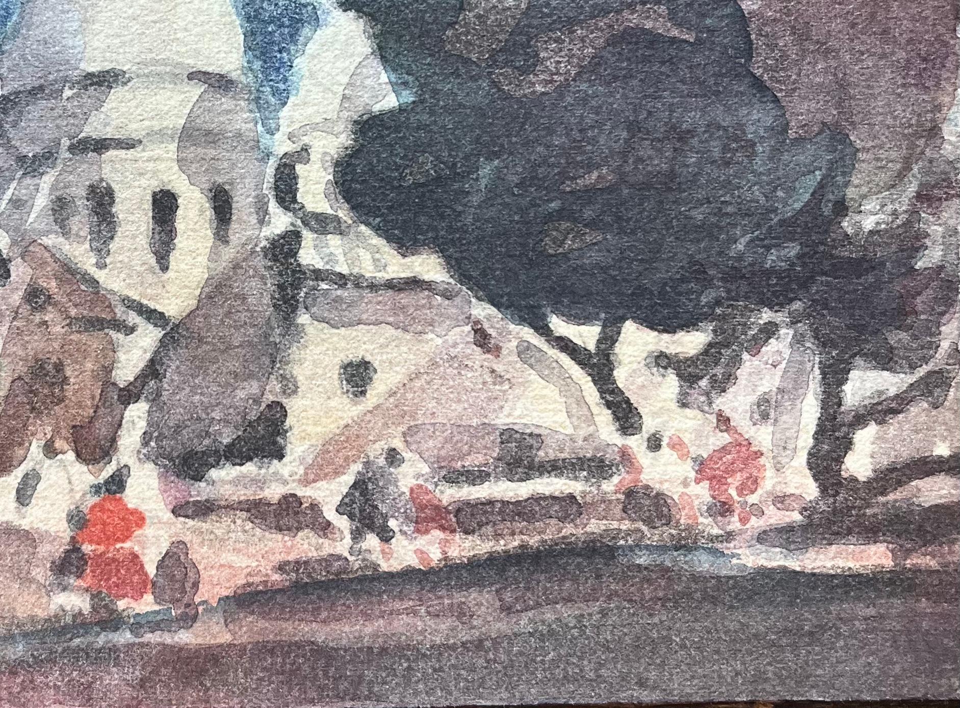 Aquarelle impressionniste française de la basilique du Sacré-Cœur en vente 2