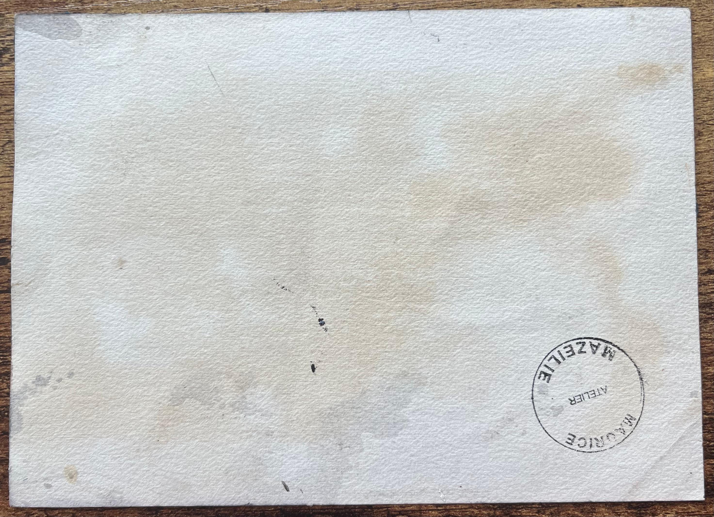 Aquarelle impressionniste française d'un paysage urbain avec pont et flèches en vente 3