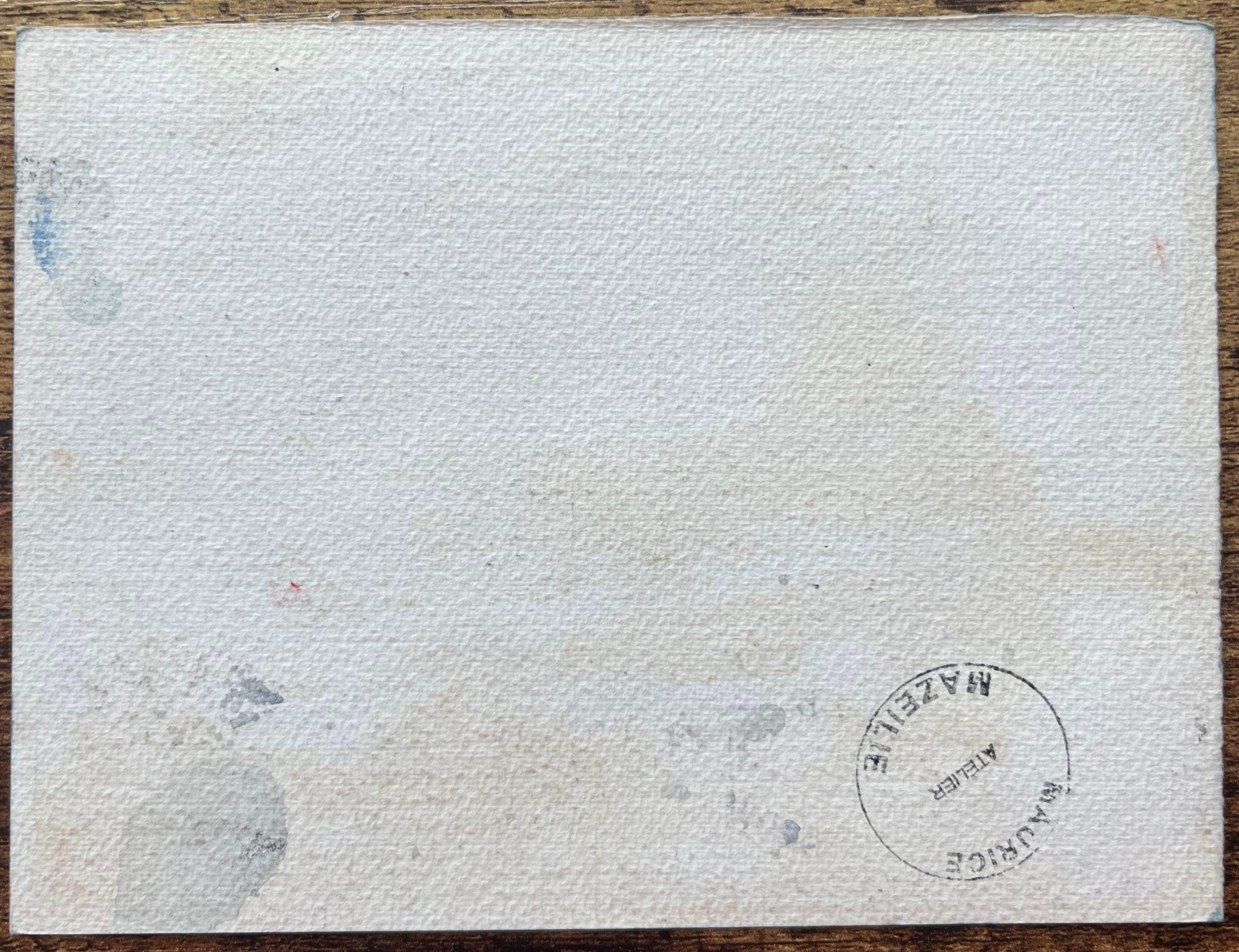 Titolo: Acquerello impressionista francese di paesaggio urbano con torre e figure
Di Maurice Mazeilie (francese 1924-2021)
Medium: Acquerello su carta, senza cornice
Dimensioni: 4,75 x 6,25 pollici (altezza x larghezza)
Firmato: Yes One
Condit: