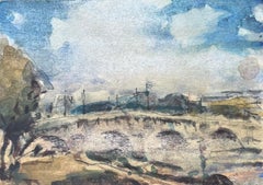 French Impressionist Watercolor of Pont Neuf Parisian Bridge Scene