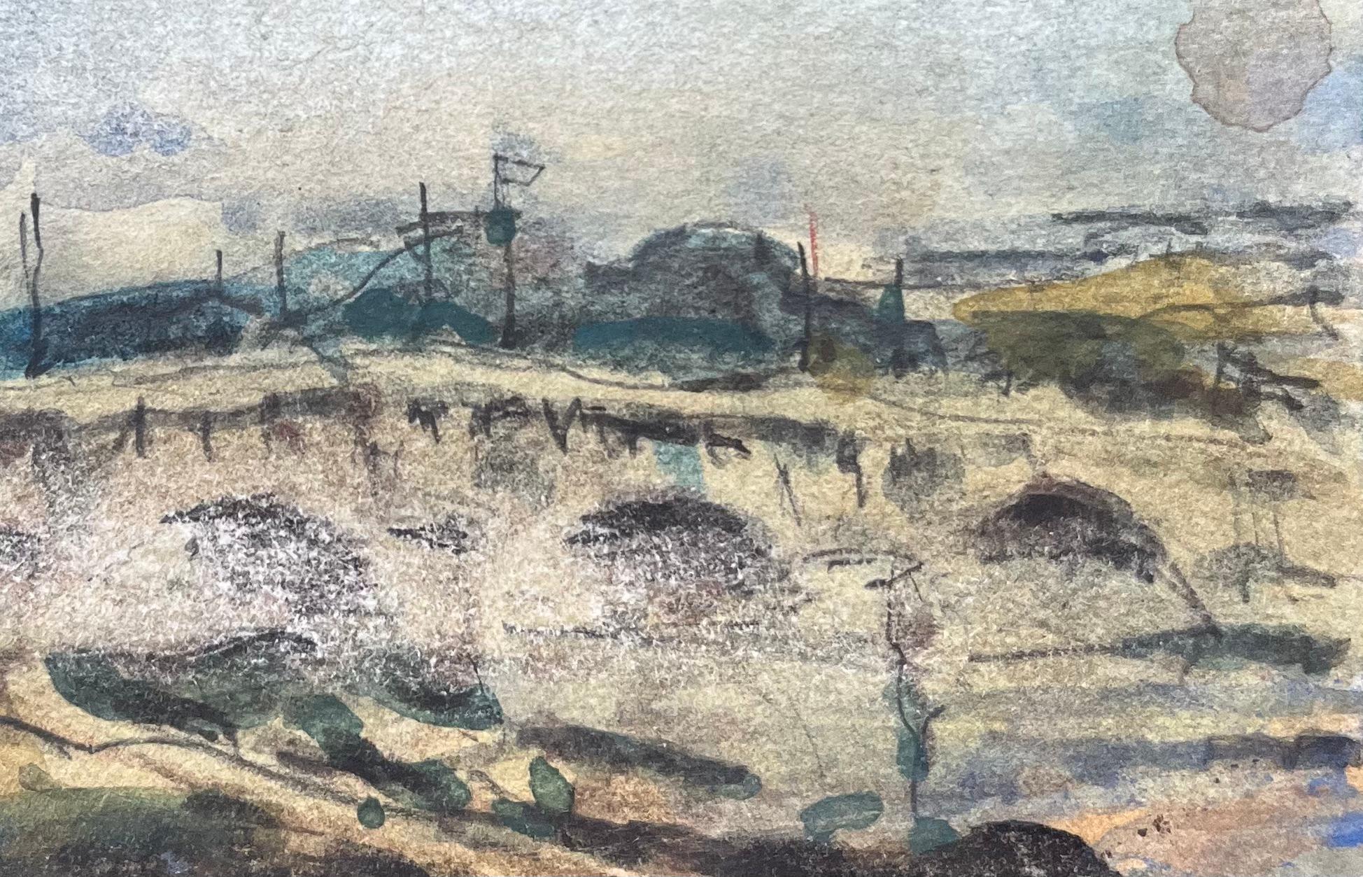 Aquarelle impressionniste française représentant une scène de pont parisien de Pont Neuf en vente 1