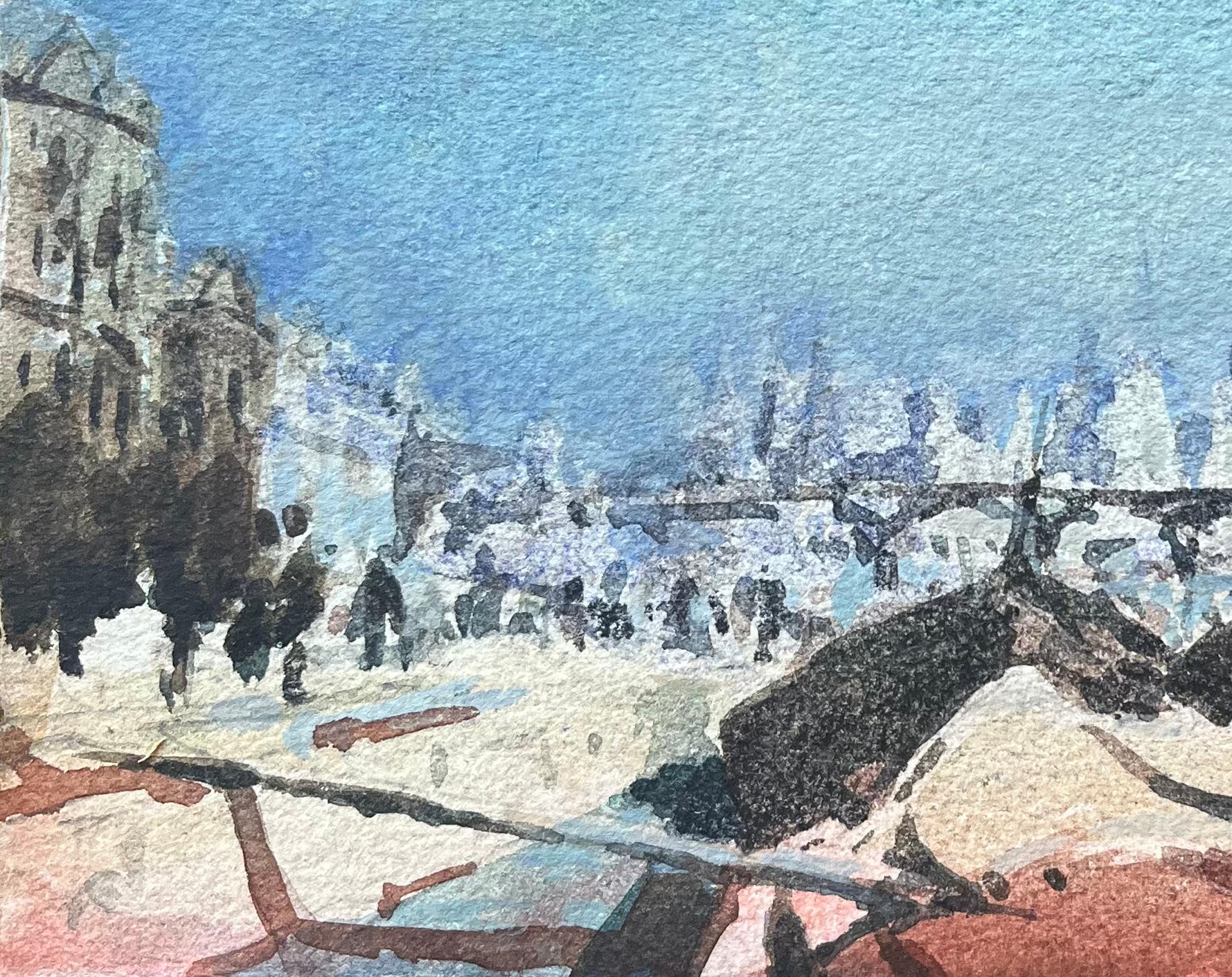 Titolo: Acquerello impressionista sulla riva del fiume parigino con Notre-Dame in lontananza
Di Maurice Mazeilie (francese 1924-2021)
Medium: Acquerello su carta, senza cornice
Dimensioni: 5,75 x 7,5 pollici (altezza x larghezza)
Timbrato: