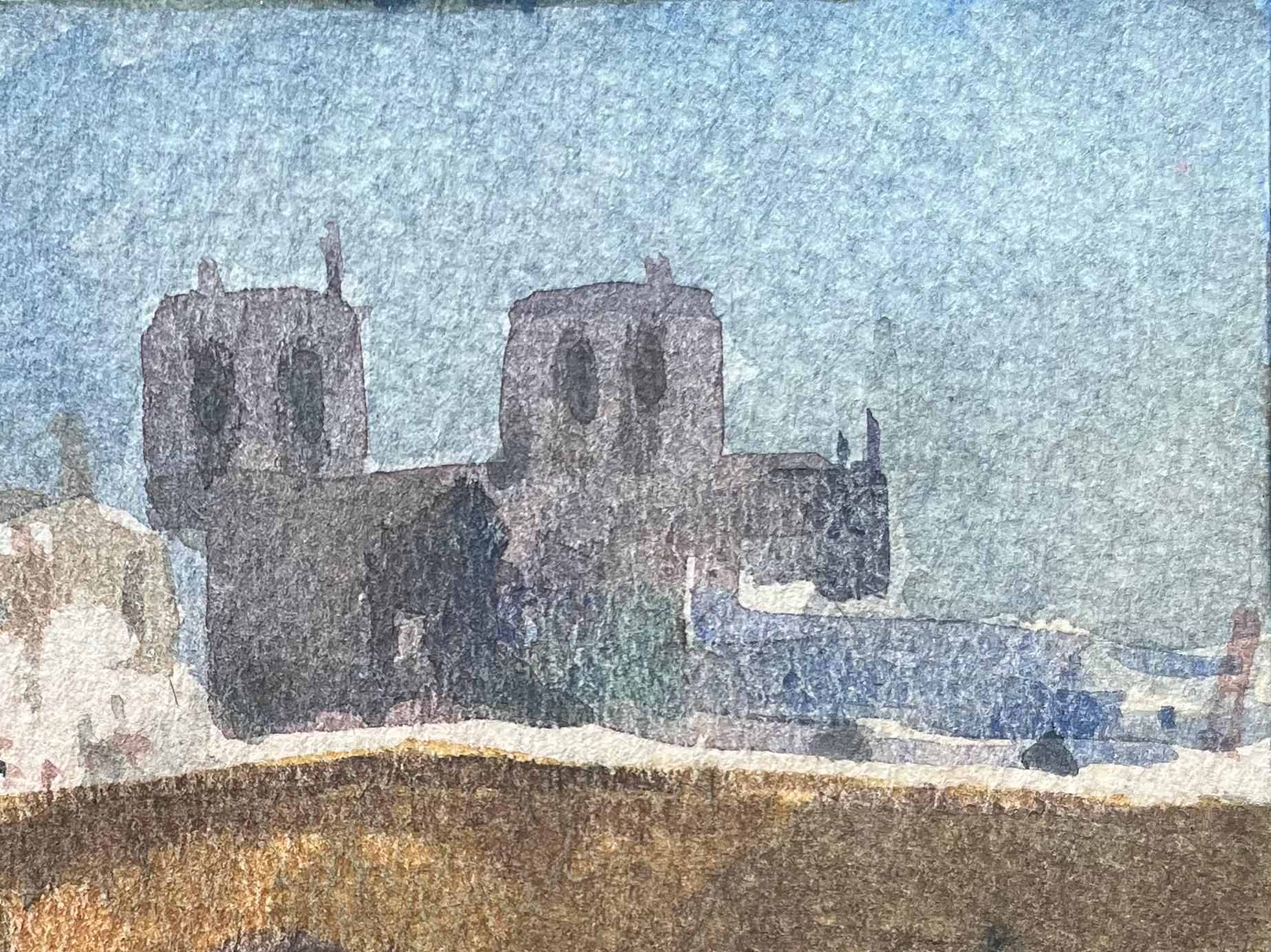 Titolo: Acquerello impressionista francese di Parigi, scena della riva del fiume Notre Dame e ponte
Di Maurice Mazeilie (francese 1924-2021)
Medium: Acquerello su carta, senza cornice
Dimensioni: 5 x 7 pollici (altezza x larghezza)
Timbrato: