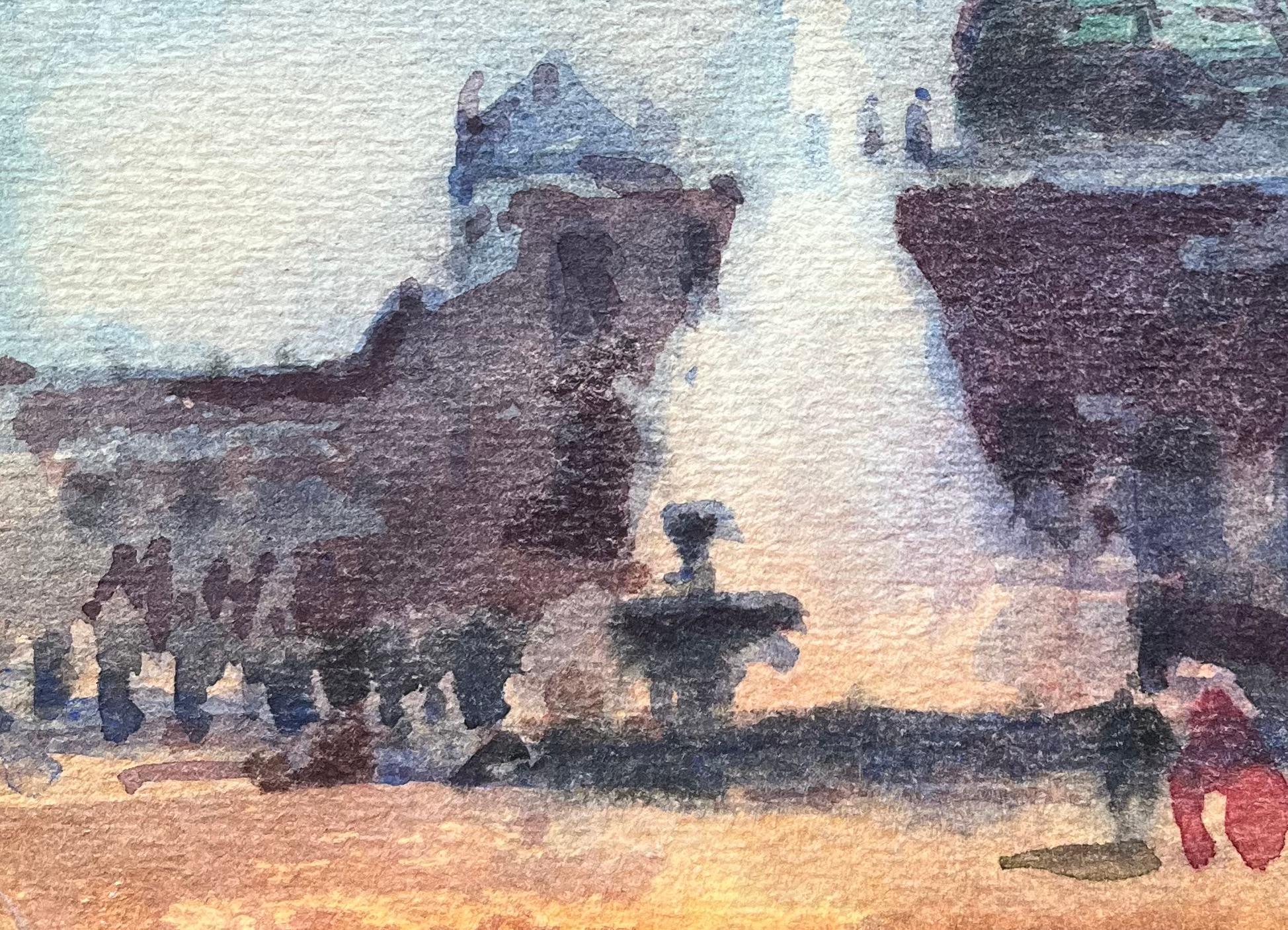 French Impressionist Watercolor of Grand Domed Structure at Dusk in Paris For Sale 3