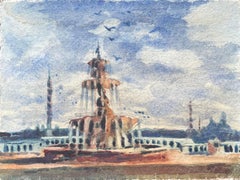 French Impressionist Watercolor of Place de la Concorde in Paris