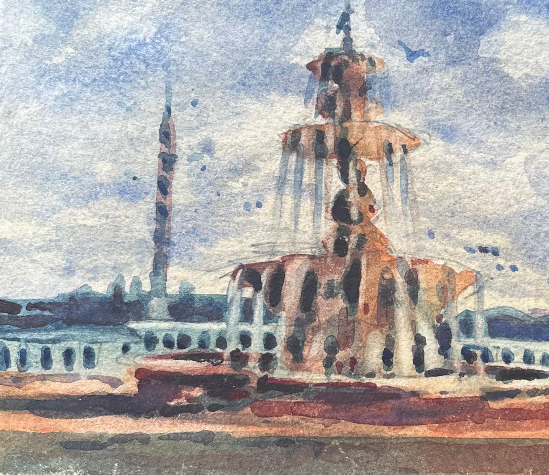Acquerello impressionista francese di Place de la Concorde a Parigi - Art Impressionismo di Maurice Mazeilie