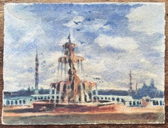 French Impressionist Watercolor of Place de la Concorde in Paris