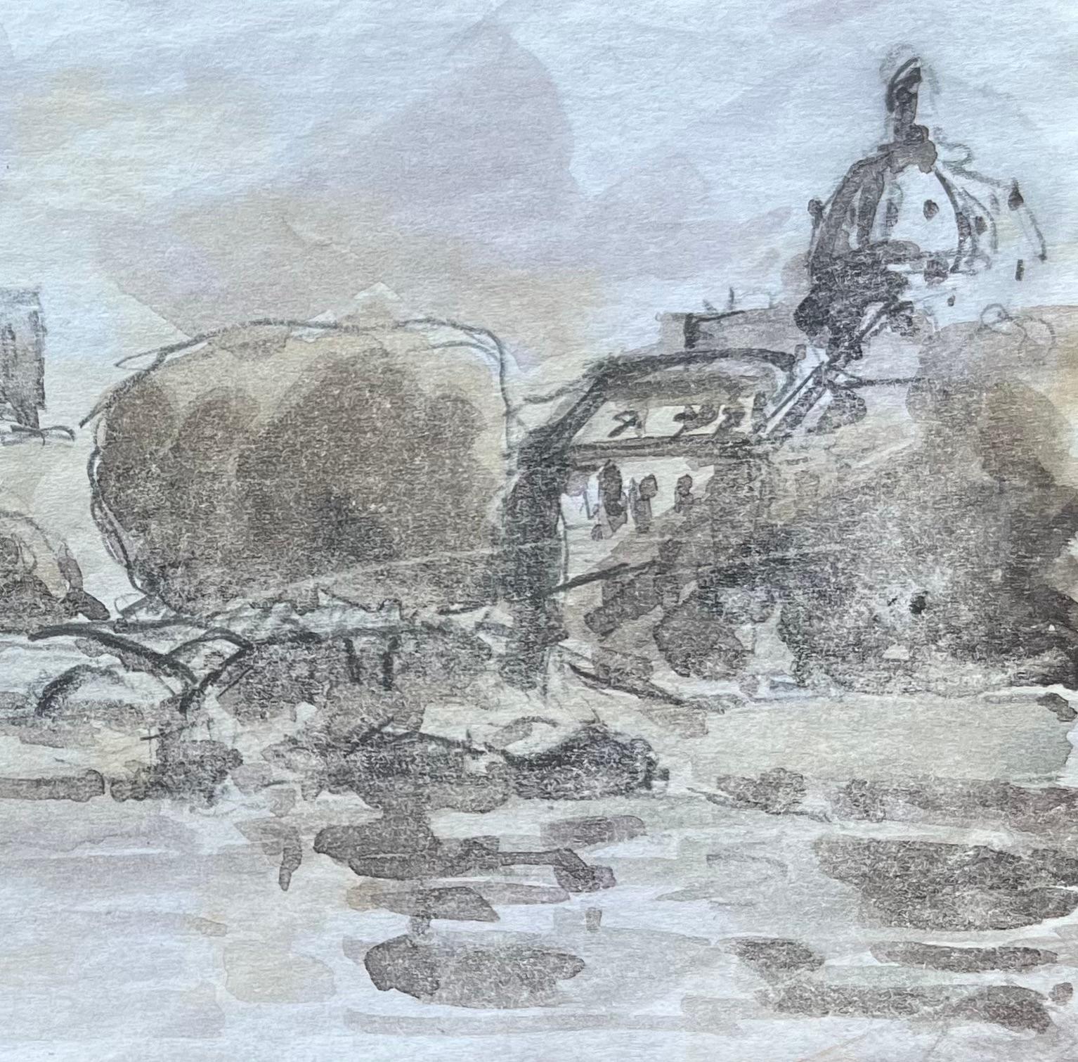 Titolo: Acquerello impressionista francese di Notre-Dame e le rive del fiume parigino
Di Maurice Mazeilie (francese 1924-2021)
Medium: Acquerello su carta, senza cornice
Dimensioni: 5,75 x 8 pollici (altezza x larghezza)
Timbrato: Verso
Condit: