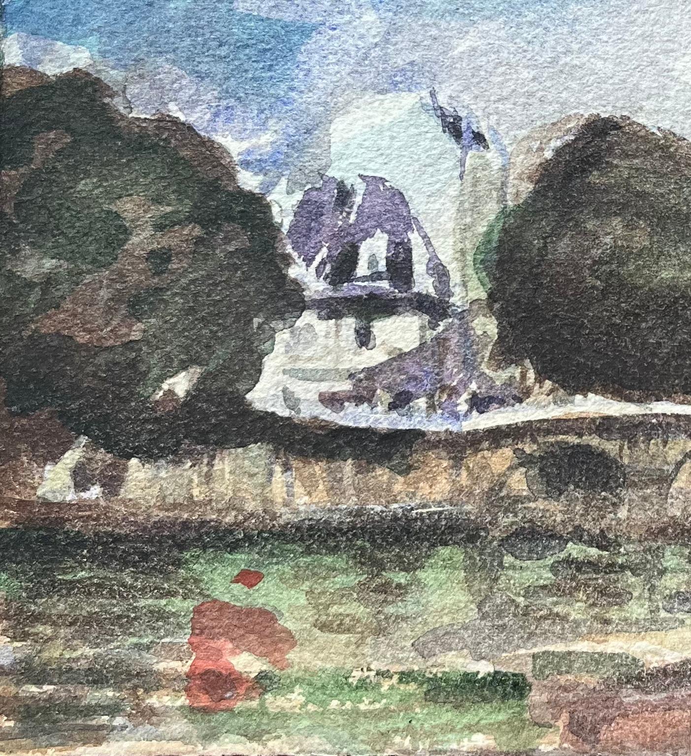 Titre : Aquarelle impressionniste française d'une vue des berges parisiennes avec un pont
Par Maurice Mazeilie (français 1924-2021)
Moyen d'expression : Aquarelle sur papier, non encadrée
Taille : 5.5 x 7.5 pouces (hauteur x largeur)
Estampillé :