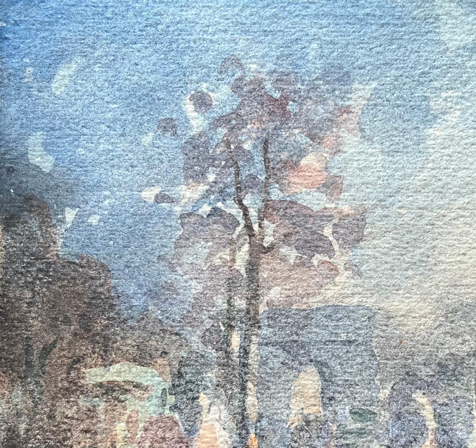 Titre : Aquarelle impressionniste française d'un parc avec vue sur les Champs-Élysées au crépuscule
Par Maurice Mazeilie (français 1924-2021)
Moyen d'expression : Aquarelle sur papier, non encadrée
Taille : 5.5 x 7.5 pouces (hauteur x