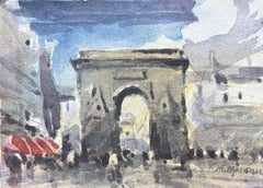 French Impressionist Watercolor of the Arc de Triomphe in Paris