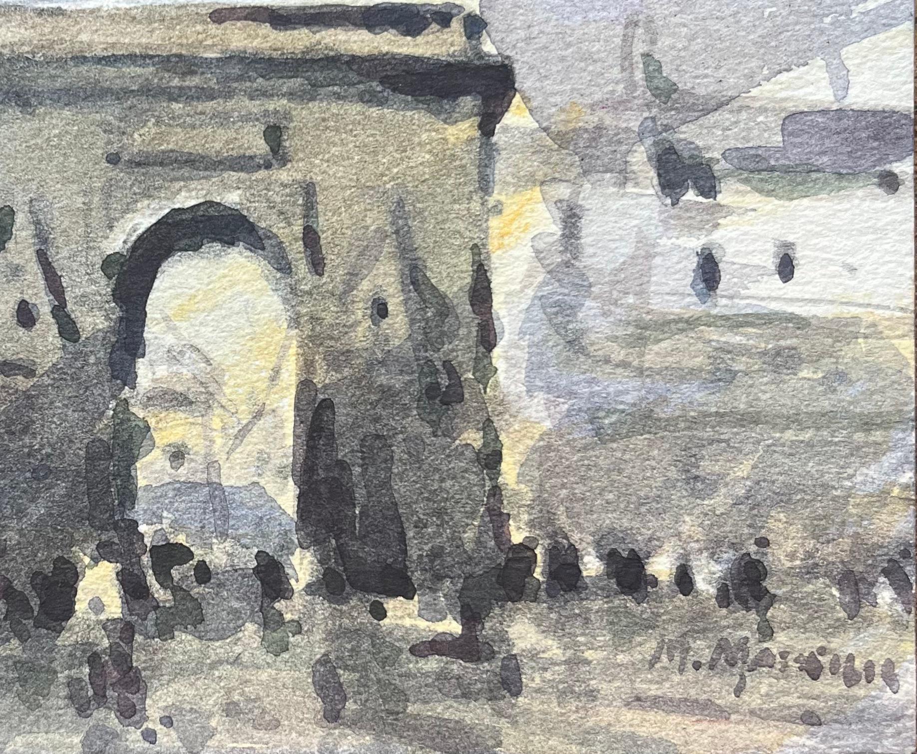 Aquarelle impressionniste française de l'Arc de Triomphe à Paris en vente 1