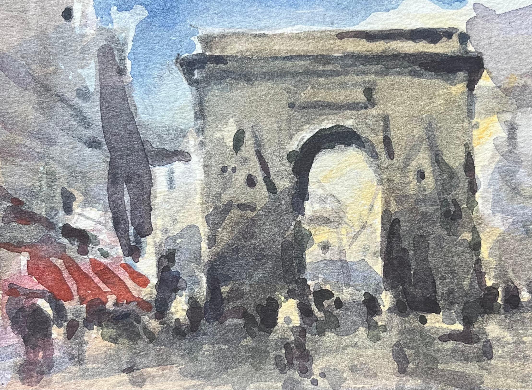Aquarelle impressionniste française de l'Arc de Triomphe à Paris en vente 2