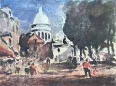French Impressionist Watercolor of Sacré-Cœur in Montmartre in Paris
