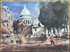 French Impressionist Watercolor of Sacré-Cœur in Montmartre in Paris