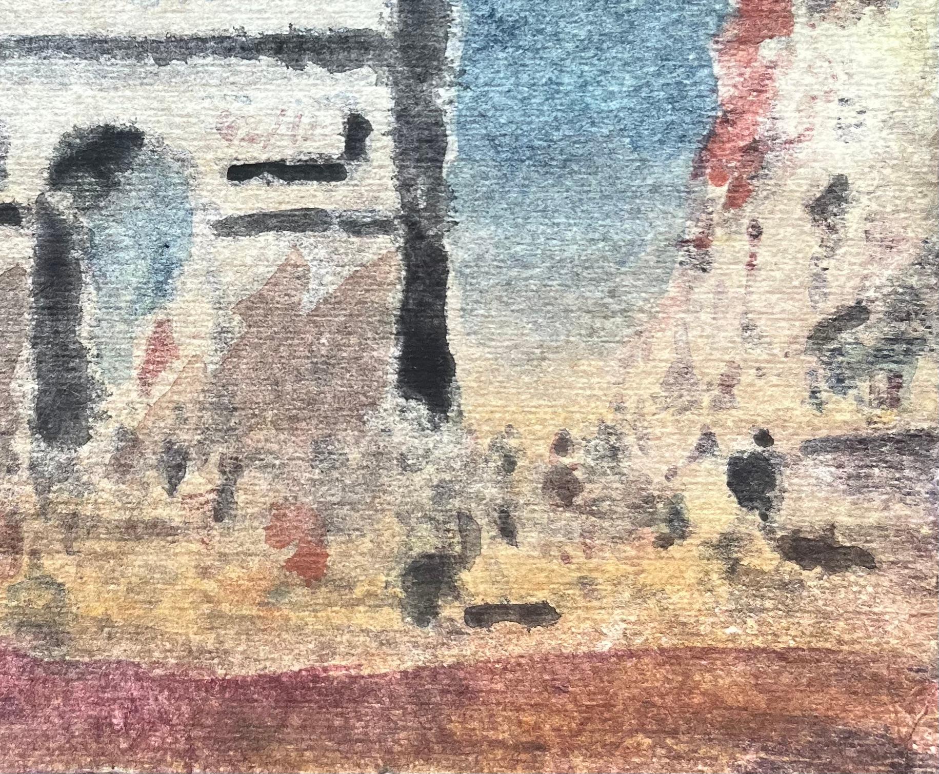 Title: French Impressionist Watercolor of the Arc de Triomphe in Paris
By Maurice Mazeilie (French 1924-2021)
Medium: Watercolor on paper, unframed
Size: 6.75 x 8.25 inches (Height x Width)
Stamped: Verso
Condition: Good, with signs of