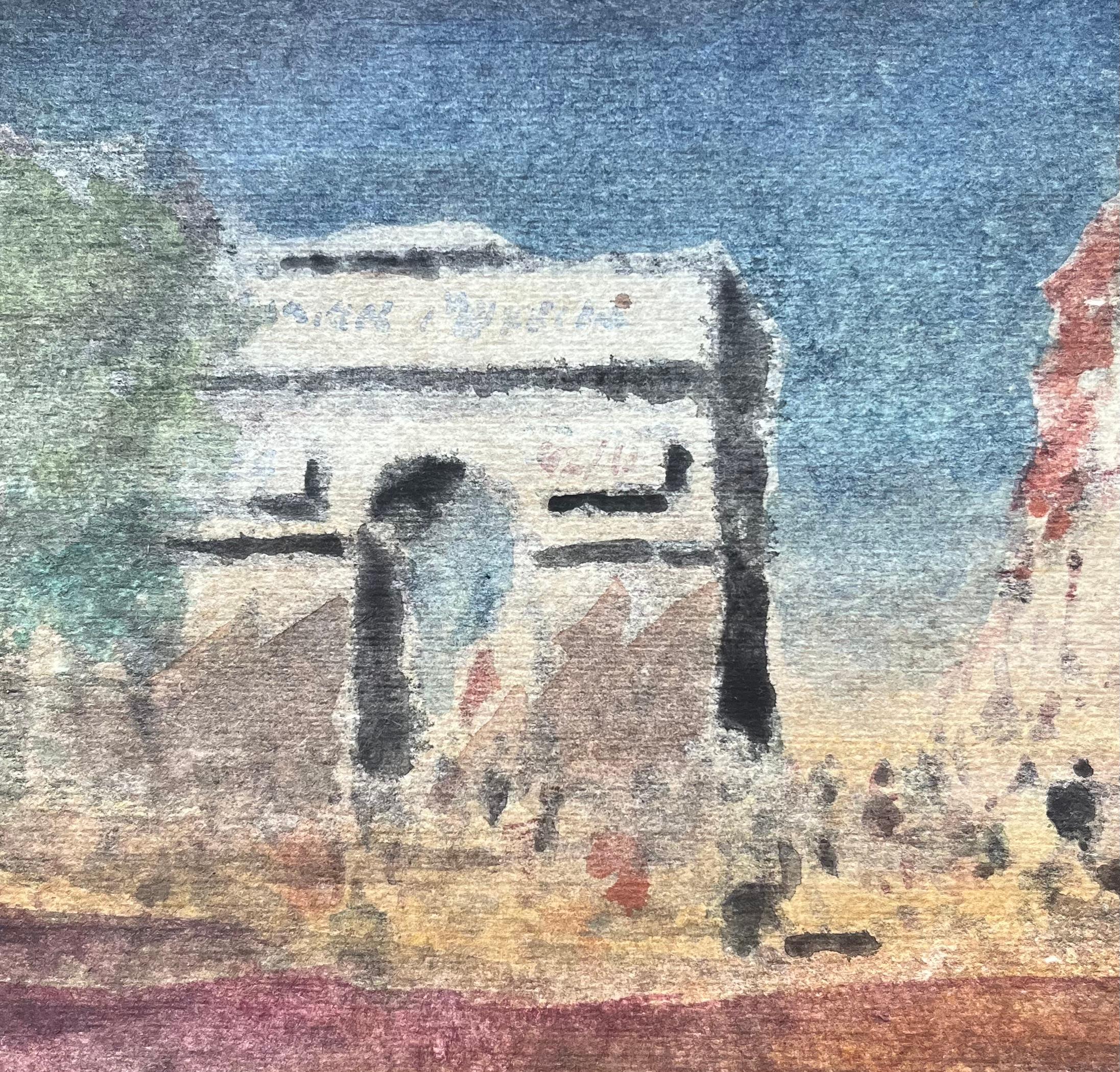 French Impressionist Watercolor of the Arc de Triomphe in Paris For Sale 1