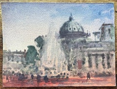 French Impressionist Watercolor of the Grand Palais and Fountain