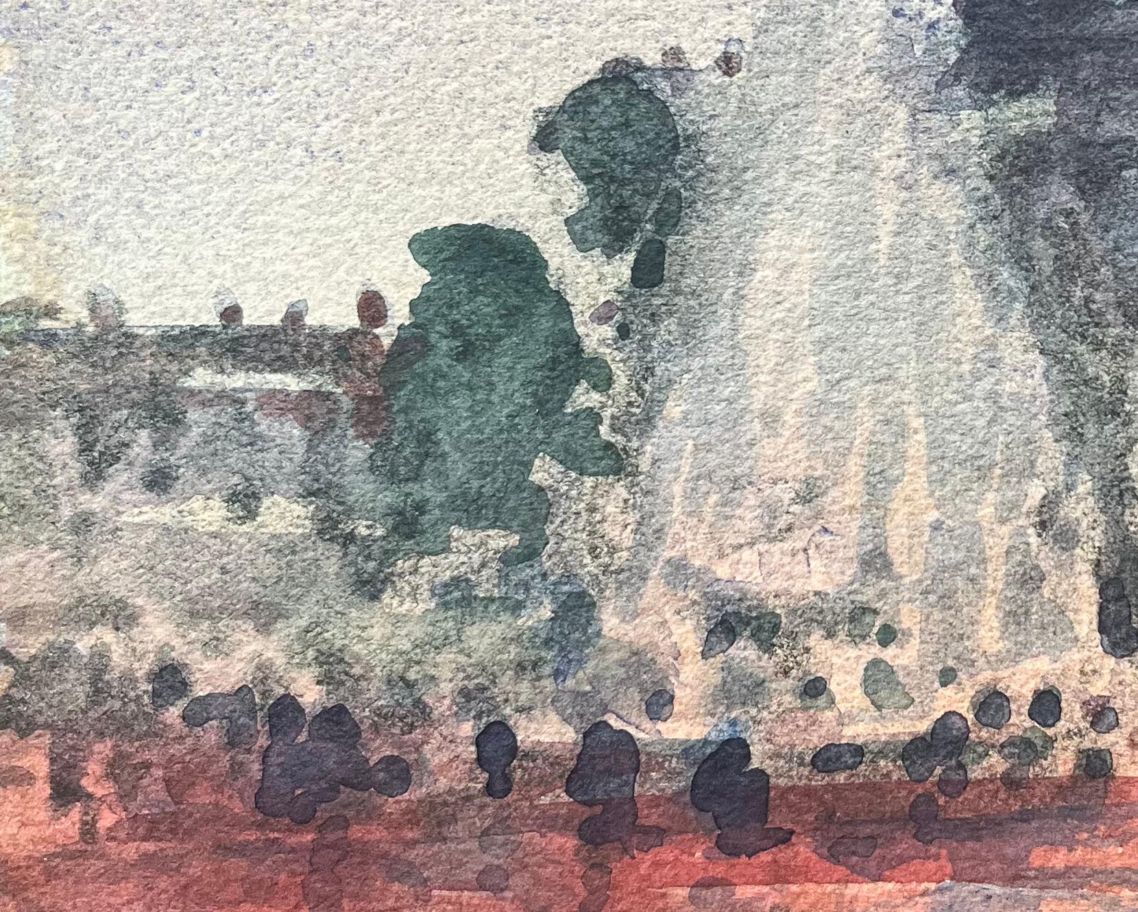 Acquerello impressionista francese del Grand Palais e della fontana in vendita 2
